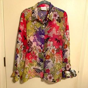 VINTAGE ALFRED DUNNER SHEER FLORAL BLOUSE-12 🌺